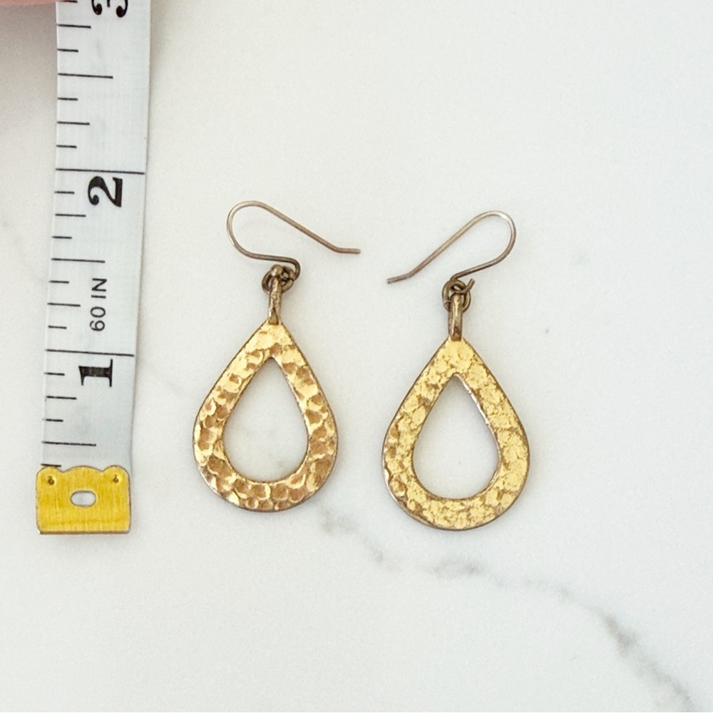 Hammered gold tear drop earrings